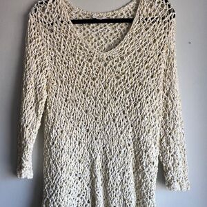2 piece J.Jill Spring Crochet 3/4 Sleeve pullover tunic